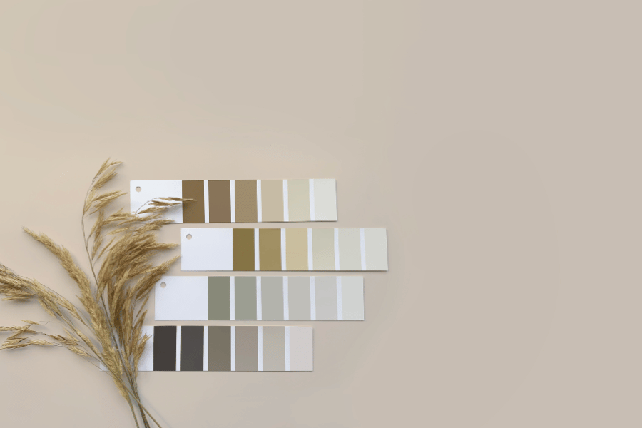 Neutral color palette swatches used for home staging design