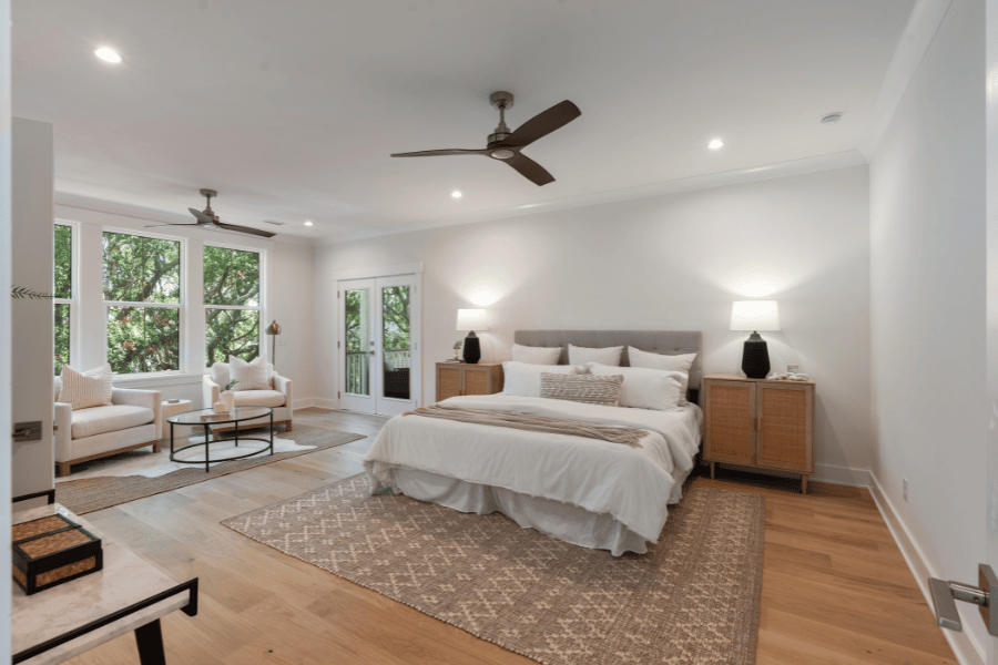 Professionally staged bedroom in Charleston area home